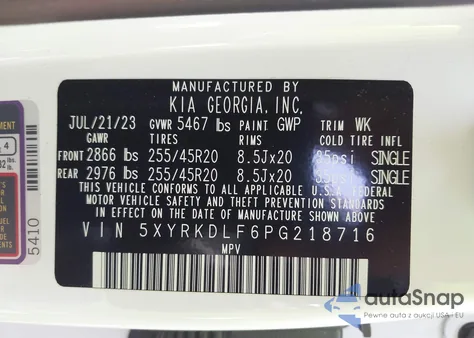 2023 Kia Sorento Sx Prestige from USA, damaged, VIN 5XYRKDLF6PG218716